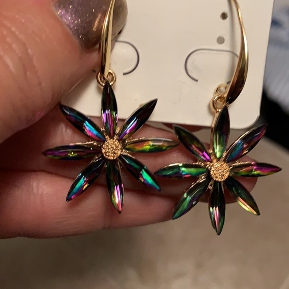 Mystic rainbow gold plated earrings, light catcher - Picture 4 of 7